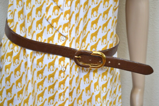 Jacqueline Ferrar Brown Leather With Gold Buckle Waist Belt 