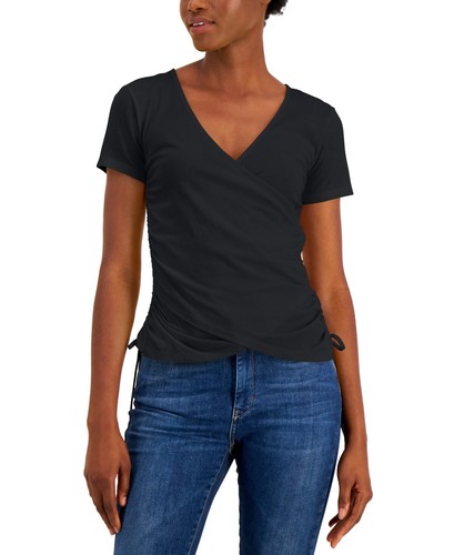 $35 Inc International Concepts Petite Cotton Surplice Side-Tie Top Black  Size PS 733003623173 | eBay