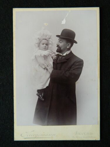 Nachlass-Original-uraltes Foto-Baby und Herr mit Bart-Frankreich ca.1900-Rarität - Bild 1 von 5