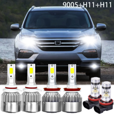 FOR Honda Pilot 2006-2018 Combo LED Headlight High Low Beam + Fog Light Bulbs 6x