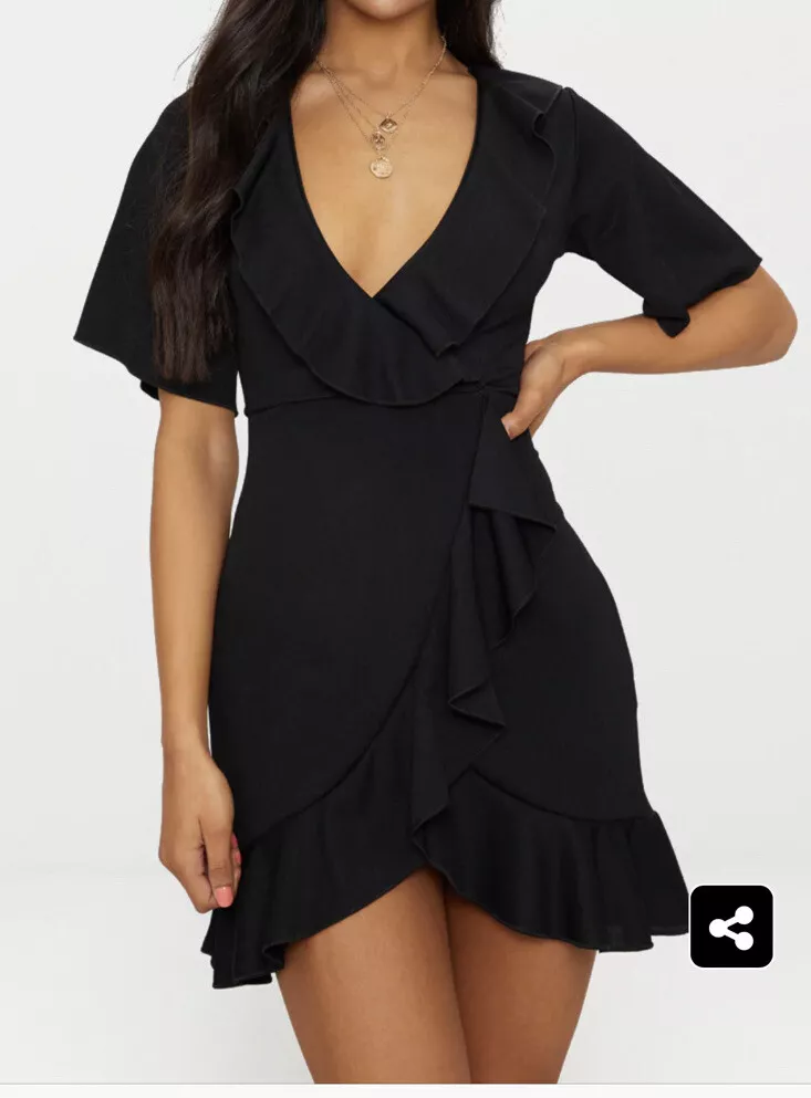 Frill detail hotsell wrap dress