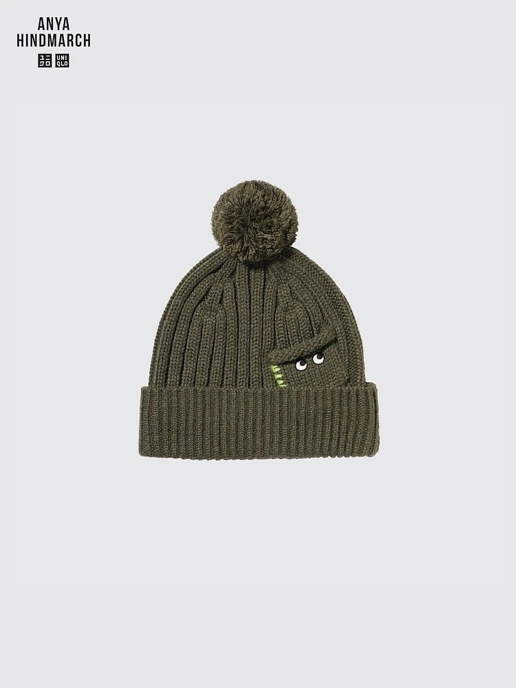 BNWT RARE UNIQLO x ANYA HINDMARCH HEATTECH Beanie hat Unisex green olive