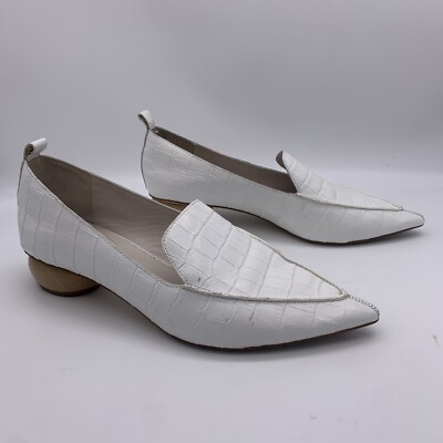 Jeffrey Campbell Viona Bone White Croc Embossed Leather Wood