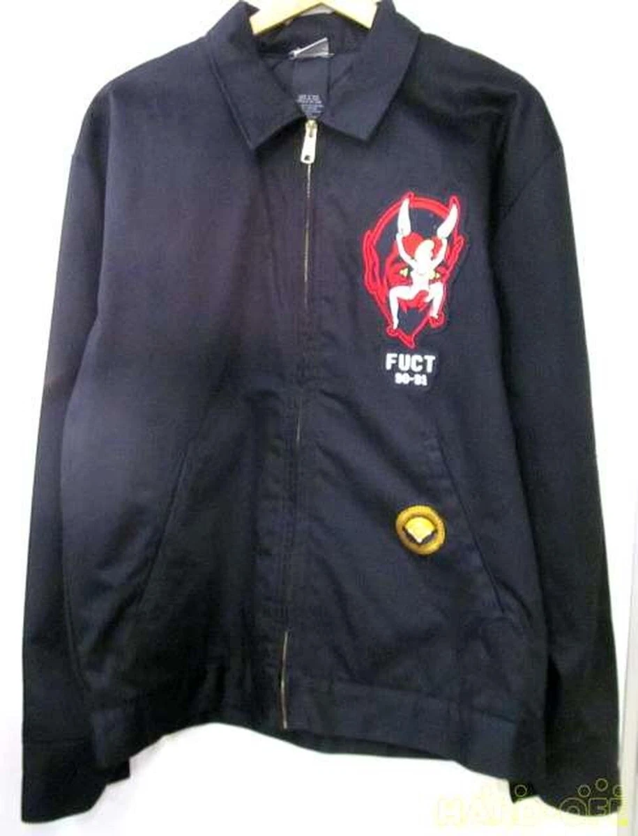 FUCT DICKIES EBBETS FIELD Work Jacket Black Logo Men M Length 25.2