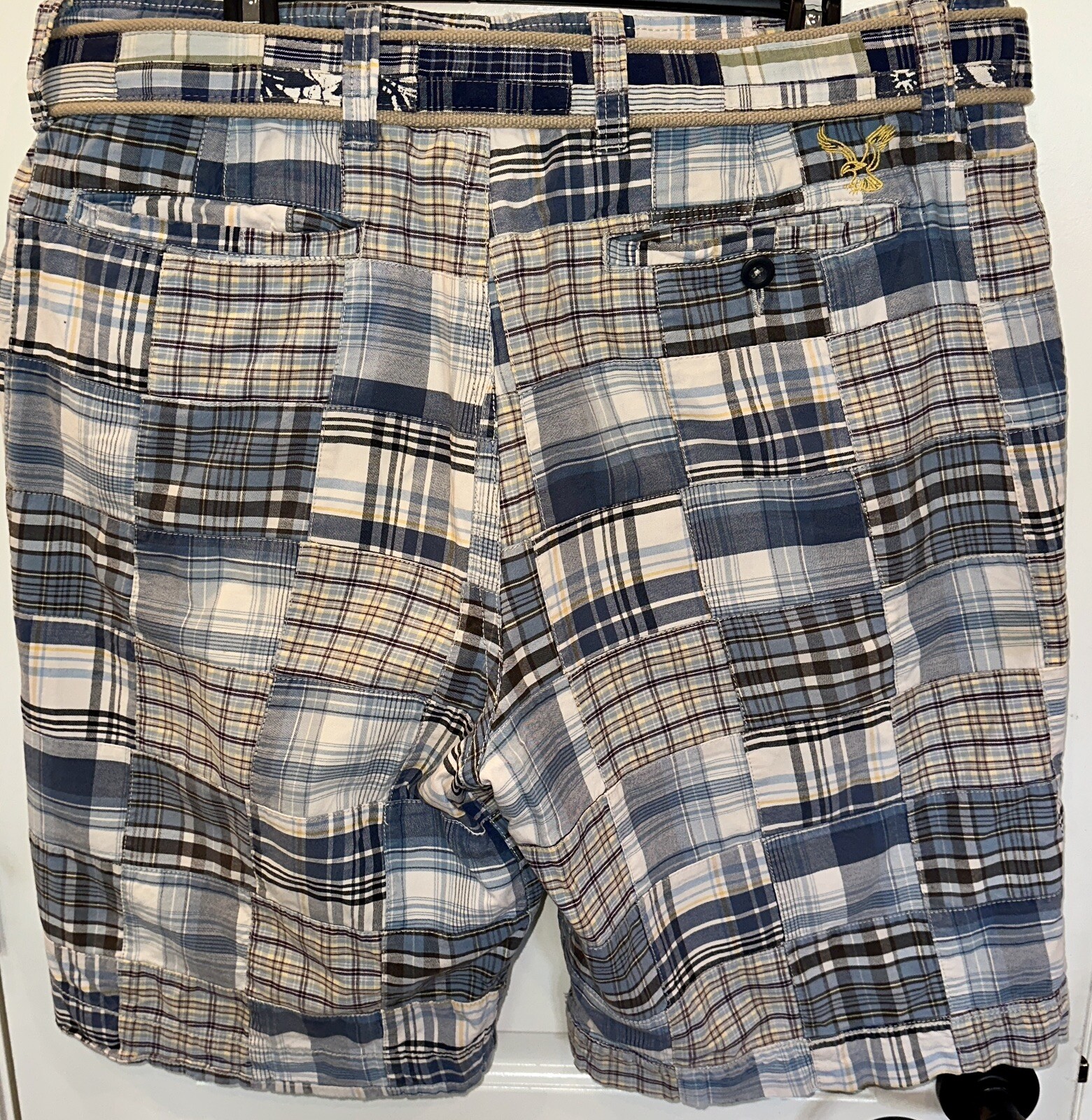 American Eagle Men’s Patchwork Plaid Flat Front S… - image 2