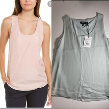 NWT Theory  Scoop Neck Tank Silver Ice Light Modern Silk Sz S I102508R  215