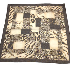 Animal Print Scarf 20 in Square Sheer Fabric Brown Tones Vintage Trendy Hair Tie