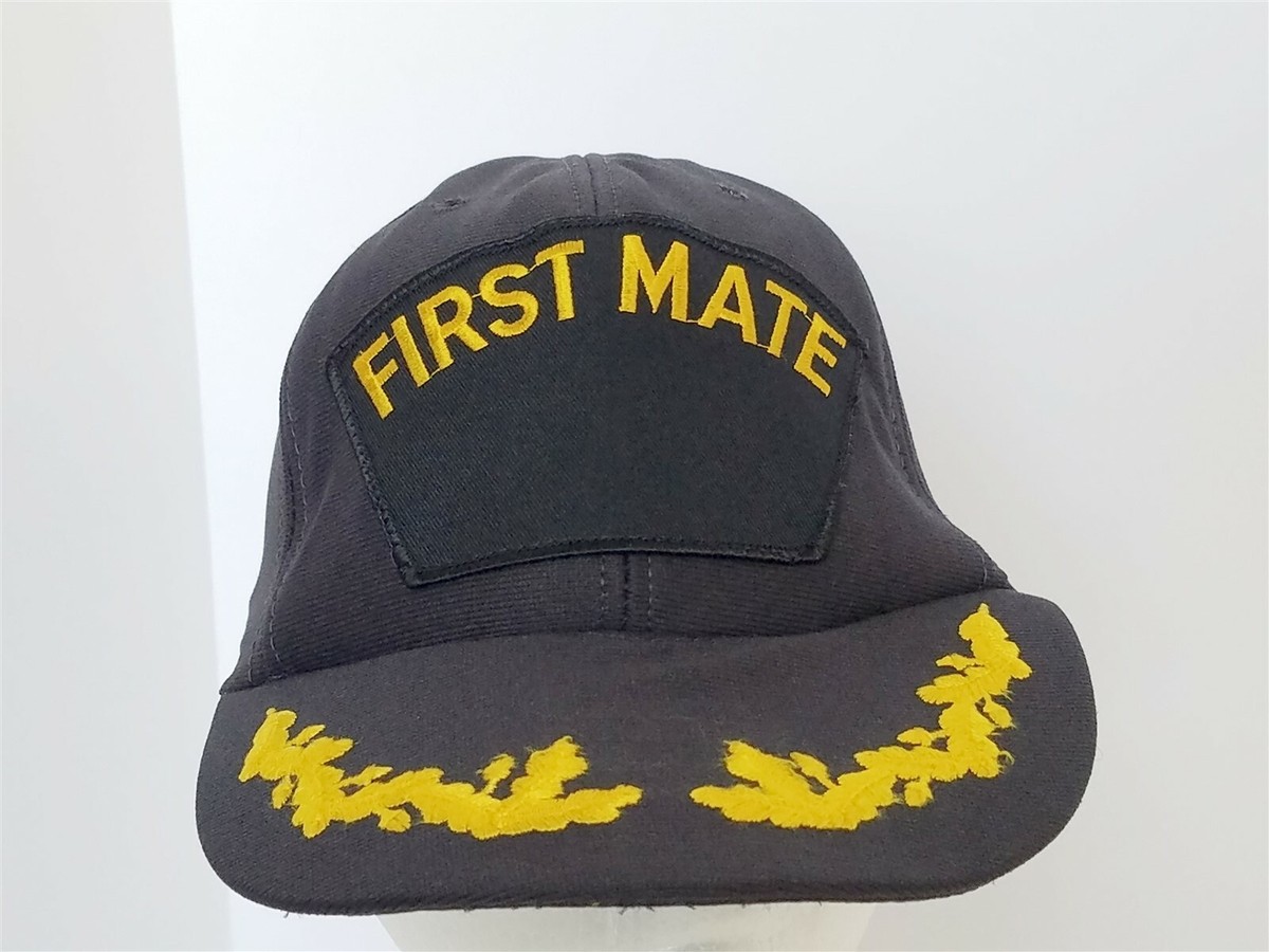 US Navy First Mate Blue Ball Cap Hat With Leaves Snapback Vintage