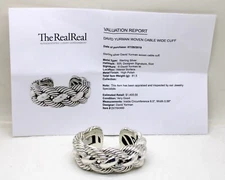 RARE David Yurman .925 Sterling Silver Hinged Woven Cable Wide Cuff Bracelet