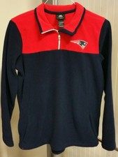 New England Patriots Fleece Jacket Youth XL 18-20 1/4 Zip Sewn Pullover Blue Red