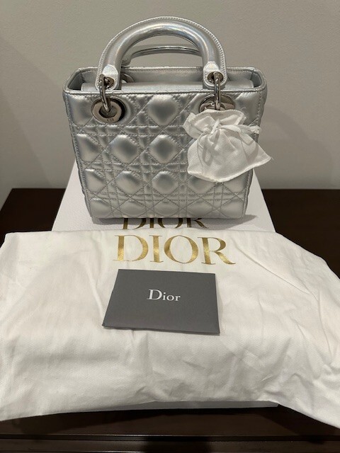 Small Dior Or Lady Dior My ABCDior Bag Metallic Silver