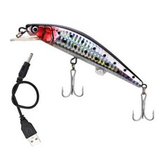 USB Rechargeable LED Fishing Lure: Vibrant, twitching lure, electric, flashing.