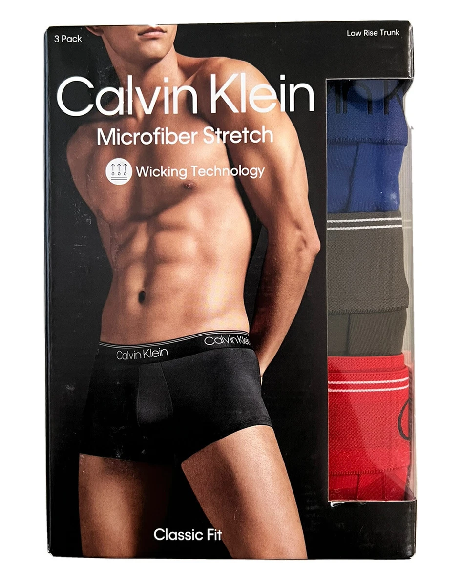 Men 3-Pack Calvin Klein Microfiber Trunk Briefs Classic Fit CK