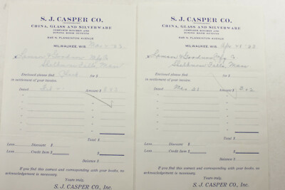 1933 Lamson Goodnow S J Casper Co China Glass Milwaukee WI Ephemera P1271J