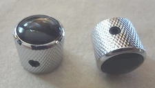 METAL DOME KNOBS CONTROL VOLUME TONE MIGHTY MITE CHROME w/ BLACK PEARL TOP