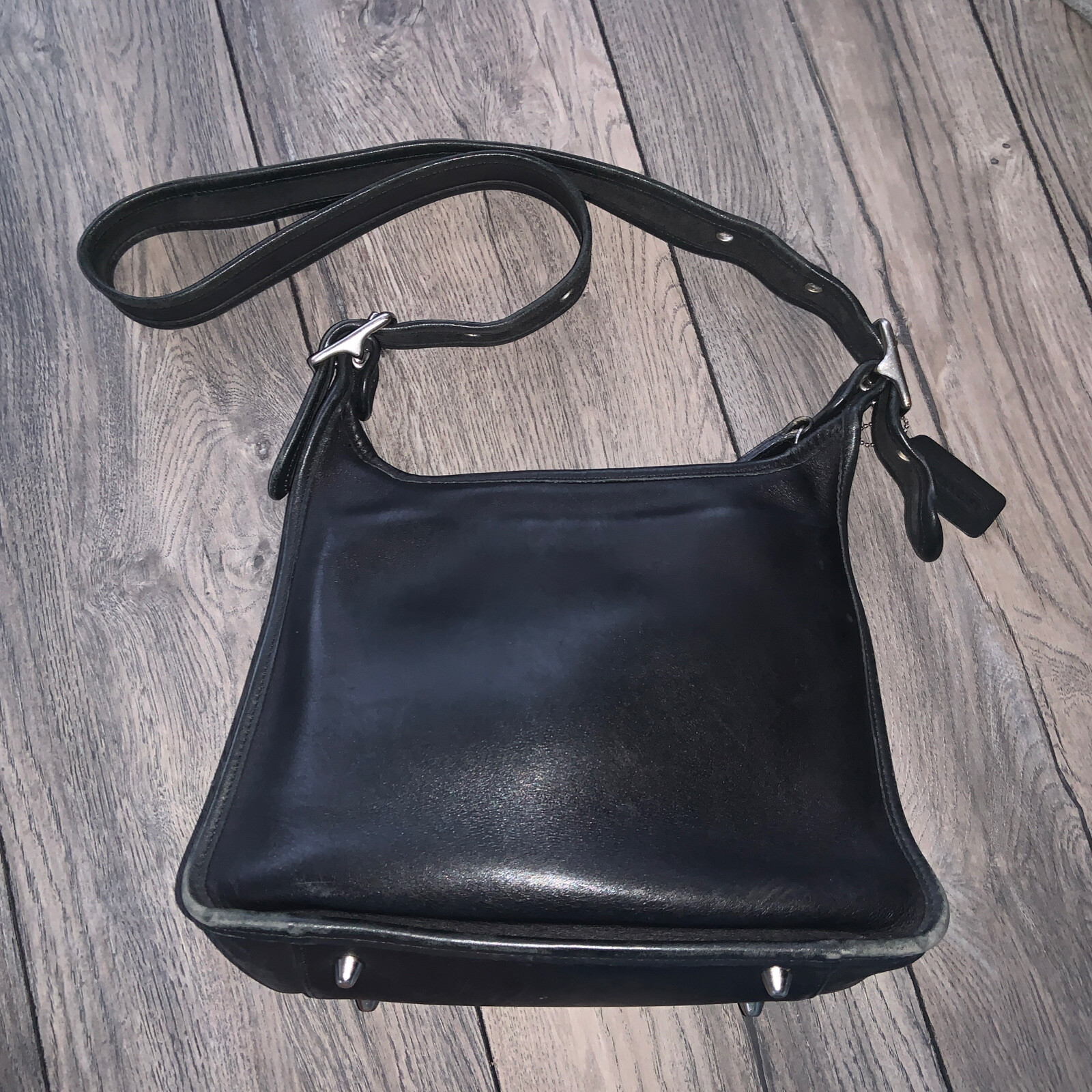 Coach Vintage Legacy Black Leather Zip Crossbody Bag … Gem