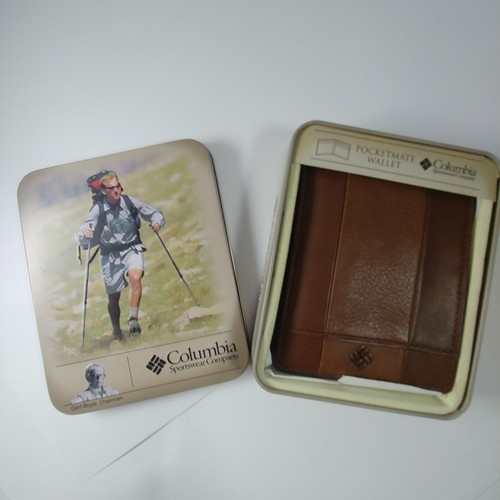 COLUMBIA genuine leather Wallet, men's Wallet - brown - in a tin - Picture 6 of 7