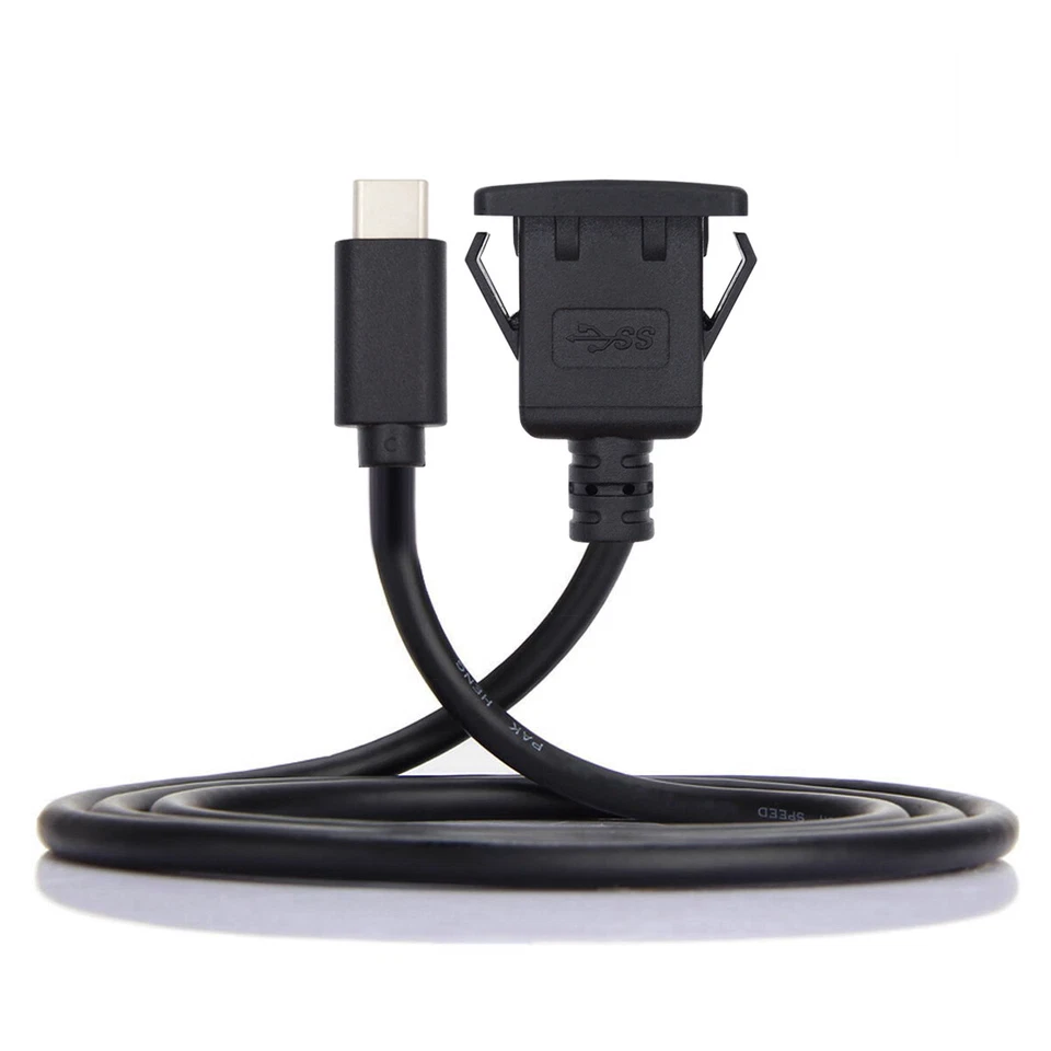 USB-C Type-C USB 3.1 Male to Female 10Gbps Extension Flush Car Latch Mount - Image 3 of 4