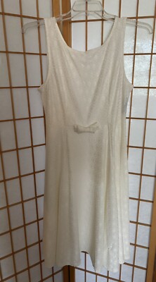 White Lace Lined Dress Anni Coco Size XL  Sleeveless Midi Flair