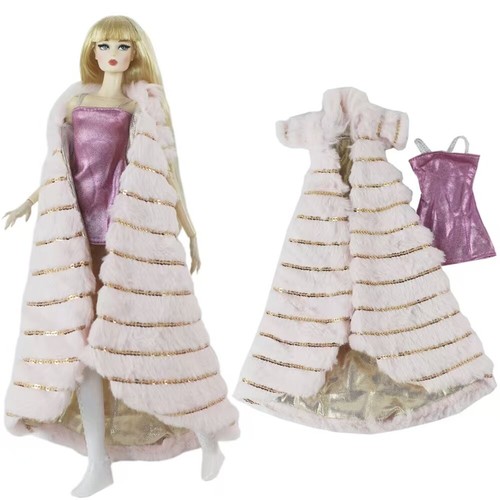 Fashion Winter Fur Parka 1/6 Doll Clothes Outfits Long Jacket Coat Dress 11.5" - Picture 20 of 21
