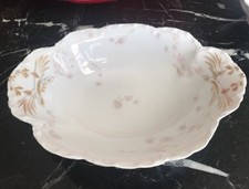 Haviland Co Limoges France Vintage Serving Bowl Roses Gold Scalloped Rim As Is