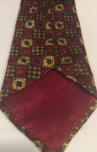 Ermenegildo Zegna Burgundy Lattice Patchwork Mens Silk Necktie Tie Italy 60” - 第 2/6 張圖片