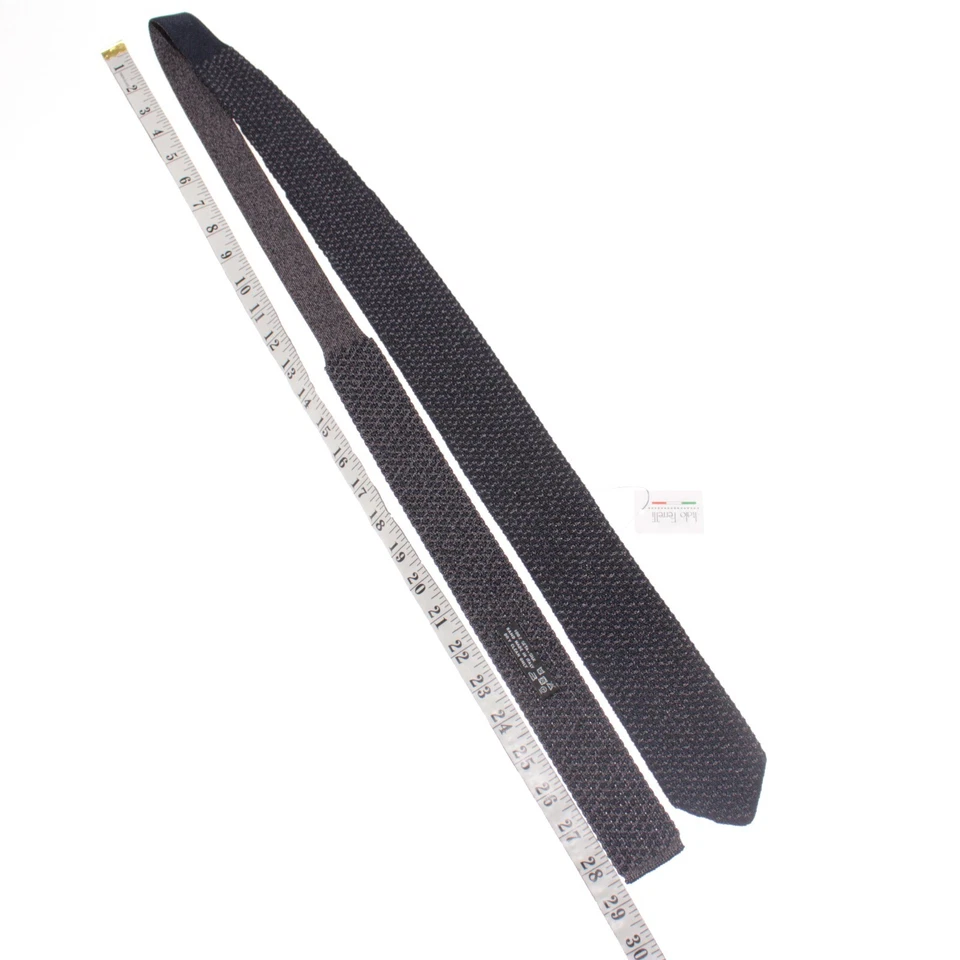 Corbata de punto Italo Ferretti nueva con etiquetas en azul marino y gris 100 % seda hecha en Italia Foto 3 de 4