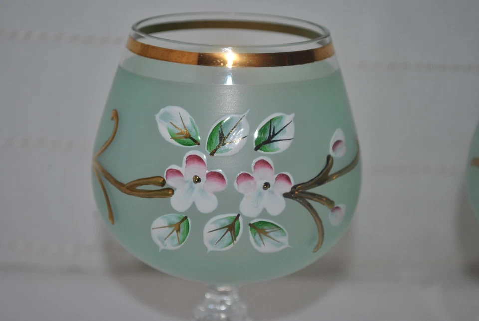 6 Cognac Schwenker Böhmen Bohemia Glas Emailmalerei Kristallglas Handarbeit - Bild 3 von 4