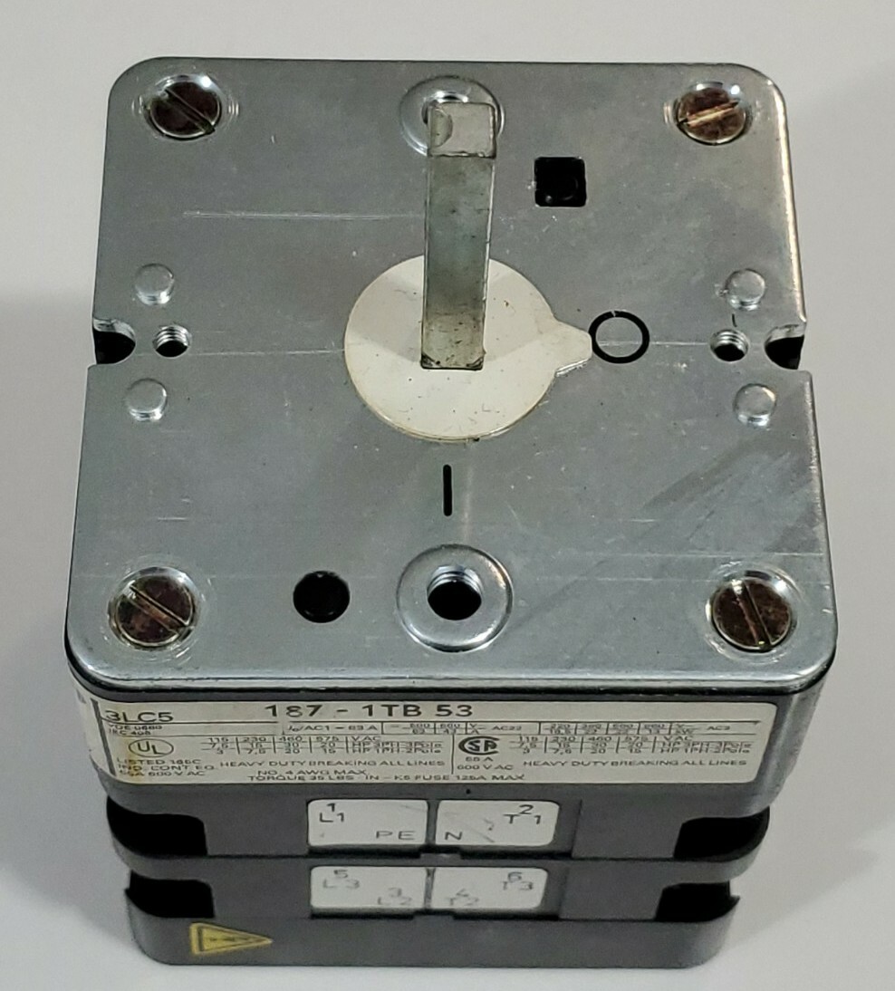 PREOWNED* Siemens 3LC5 187-1TB53 Disconnect Switch 55 Amp 600VAC +