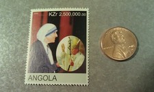 Mother Teresa Saint Teresa Calcutta Pope John Paul 2000 Angola Perforated Stamp