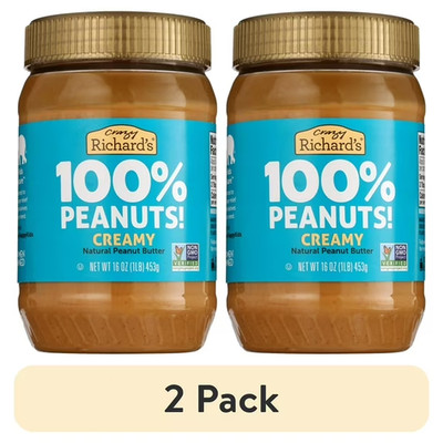 (2 pack) Crazy Richard's All-Natural Creamy Peanut Butter, 16 oz...
