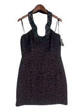 NWT Laundry by Shelli Segal Beaded Halter Cocktail Dress Purple Y2K Size 10