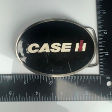 CASE IH Licensed Product Oval Belt Buckle Black Silver Tone CNH America LLC