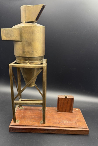 Vintage 1930s Brass Industrial Cyclone Separator Model 🌪️ Mahogany Base & Demo!