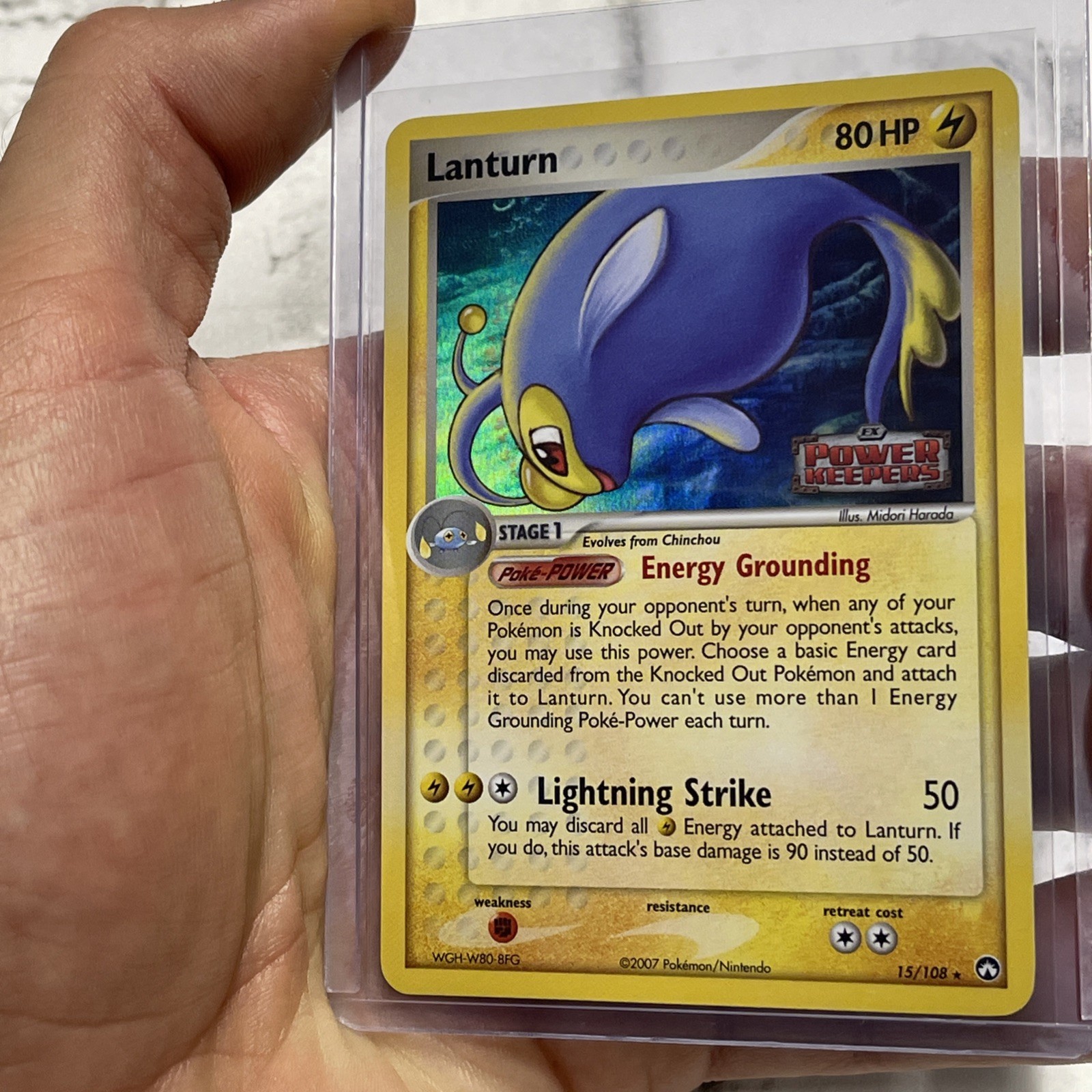 Lanturn 15/108 Reverse Holo Rare STAMPED EX Power Keepers 2007 Pokemon TCG LP/NM