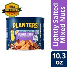 Planters Lightly Salted Mixed Nuts Peanuts Almonds Cashews 10.3oz Canister
