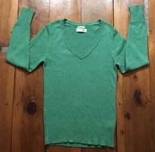 VTG Old Navy Perfect Fit Sweater Womens L Green Embroidered Christmas Reindeer