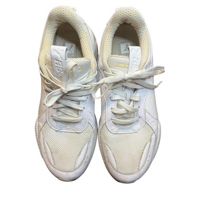 Puma RS Running System Shoes Mens Size 12 White Leather Gum Sole Sneakers