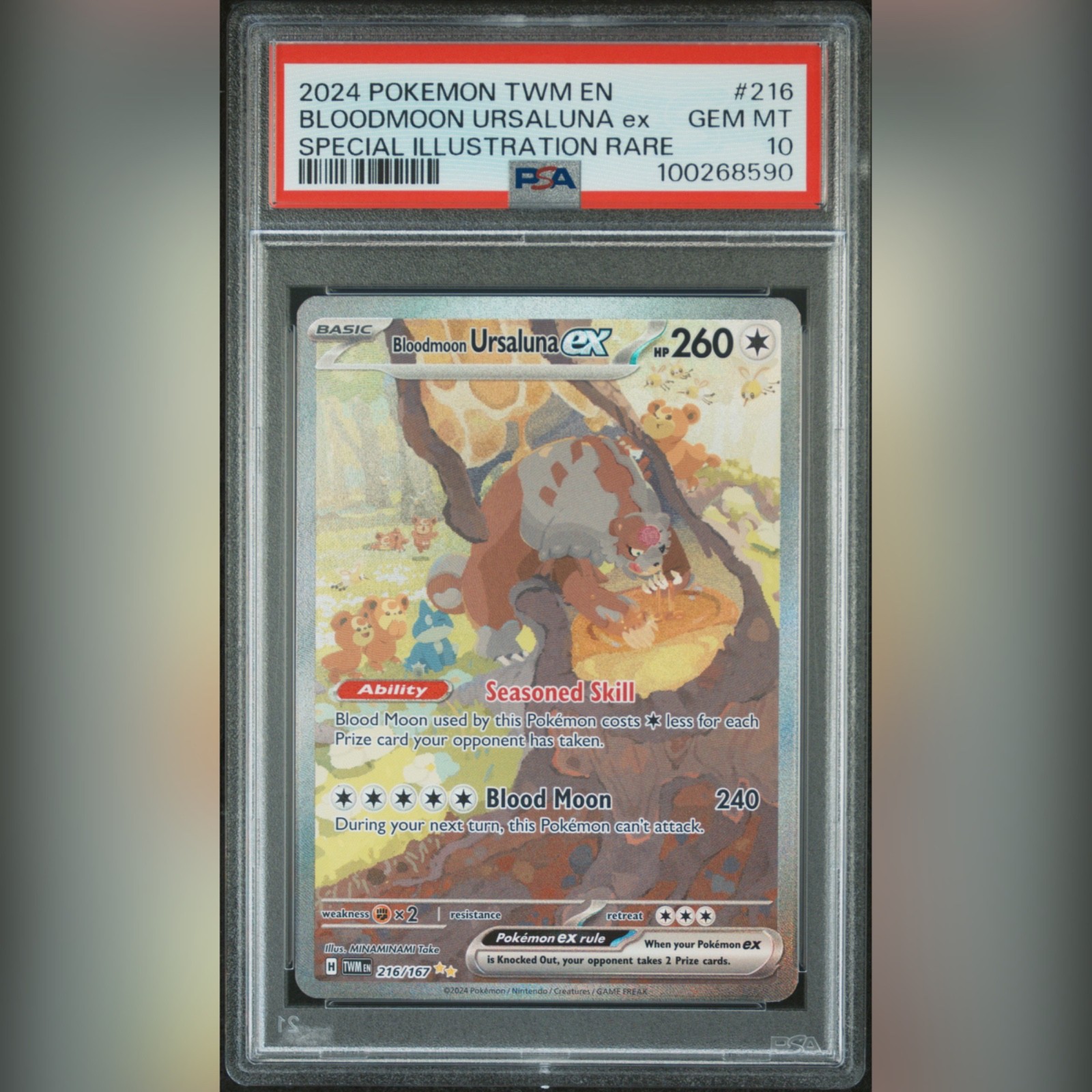 PSA 10 Bloodmoon Ursaluna EX 216/167 Twilight Masquerade GEM MINT Pokemon Card
