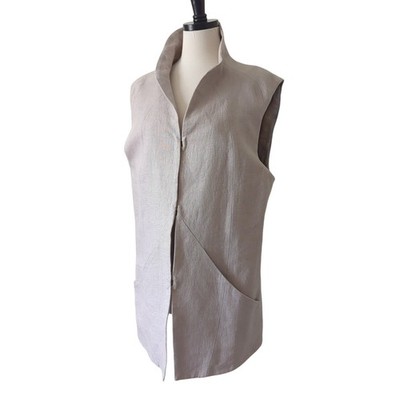 Inaisce Linen Vest Unisex Size 3 Top Gray Lined Longline Japan New York RARE