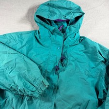Eddie Bauer Gore-Tex Rain Jacket Womens M Teal Excellent Vintage Hooded Coat