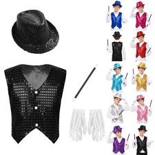 Boys Vest Party Waistcoat Theme Party Outfits Button-down Jackets Jazz Kids