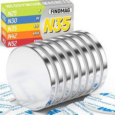 FINDMAG Neodymium Disc Magnets with Double-Sided Adhesive, Strong Rare Earth
