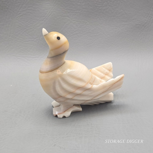 VTG Hand Carved Marble Stone / Onyx Dove Bird Palm Size Figurine Decoration 4.5"