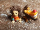 Vintage Louis Marx & Co Smiling Grinning Lion And Caveman  Rabbit Fur Japan
