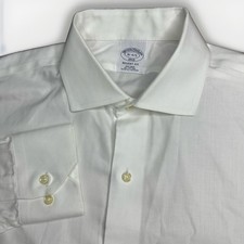 Brooks Brothers Regent Dress Shirt Mens 16 Solid White Non-Iron Twill OCBD