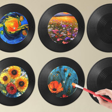 12" Blank Vinyl Records Decor 6 PCS Fake Records Vintage Decorations Faux Vinyl