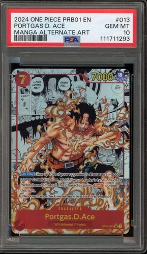 One Piece CCG Portgas.D.Ace PRB01 Manga Alternate Art OP02-013 PSA 10 Gem Mint