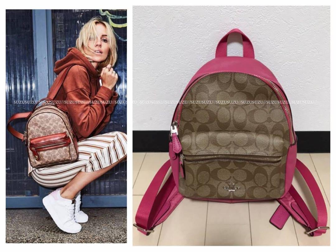 Coach Signature Mini Backpack With Leather Trim Authentic Designer Bag Small