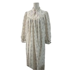 Vintage LORRAINE Floral Light Flannel Nightgown Polyester Blend USA Size M
